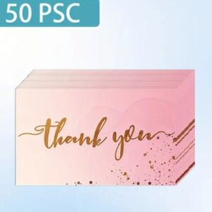 50 Count Elegant Pink Fake Gold Thank You Cards New